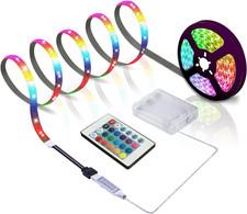 LED Strip with 24 Keys Remote Control, 2M Battery Powered Strip Lights for Party