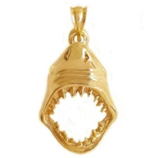 New 14k Gold Shark Pendant
