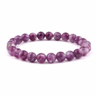 Lepidolith Ø 8 mm Kugel Armband flexibel und dehnbar in traumhafter Qualität