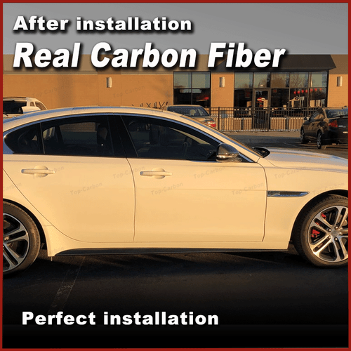 Fit For Jaguar XE Sedan 2015-2017 REAL CARBON Side Skirts Extension Lip Spoiler - Picture 4 of 12