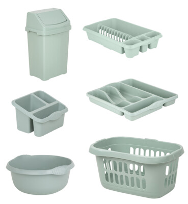 Silber Salbei Set - Spüle ordentliche Schüssel 8L Schaukelwanne Hipster Besteck Tablett Geschirrabfluss