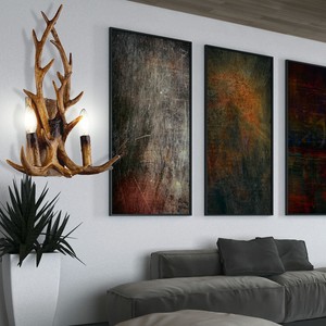 Design Wall Light Deer Antler Wood Optic Lamp Dining Living Room