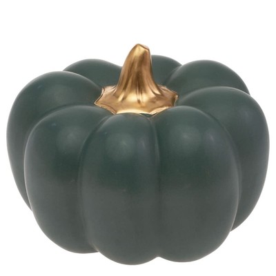 Pumpkin Décor Autumn & Fall Decorations, 4'' Tall, Teal Matte