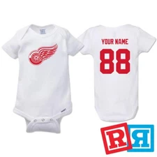 Personalized Detroit Red Wings Gerber Baby Onesie® Cotton Custom Bodysuit