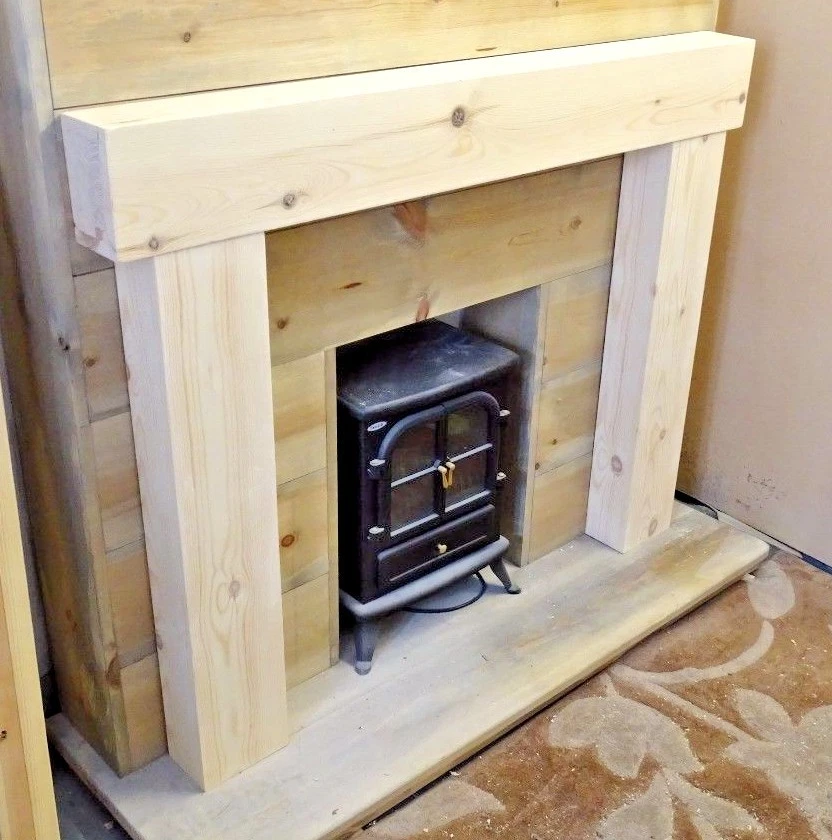 PINE CHUNKY FIRE SURROUND MANTLE FIREPLACE free postage | eBay