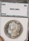1882 Morgan silver dollar - BU, PCI Green, 10 digit code, DMPL 5020
