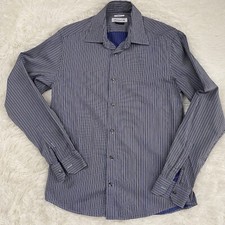 Versace Collection Men’s Dress Shirt | 15.5/39 | Black, Blue, White Stripes