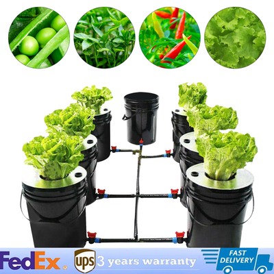 Hydroponics Grow System Kit 7 Buckets 5 Gallon Recirculating Deep Water Culture!