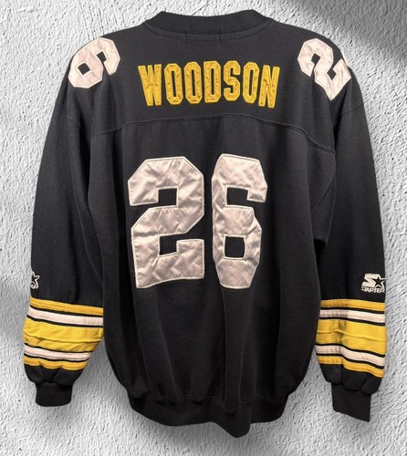 Rare Vintage Rod Woodson #26 Pittsburgh Steelers Starter Black Sweatshirt Sz XL - Picture 4 of 11