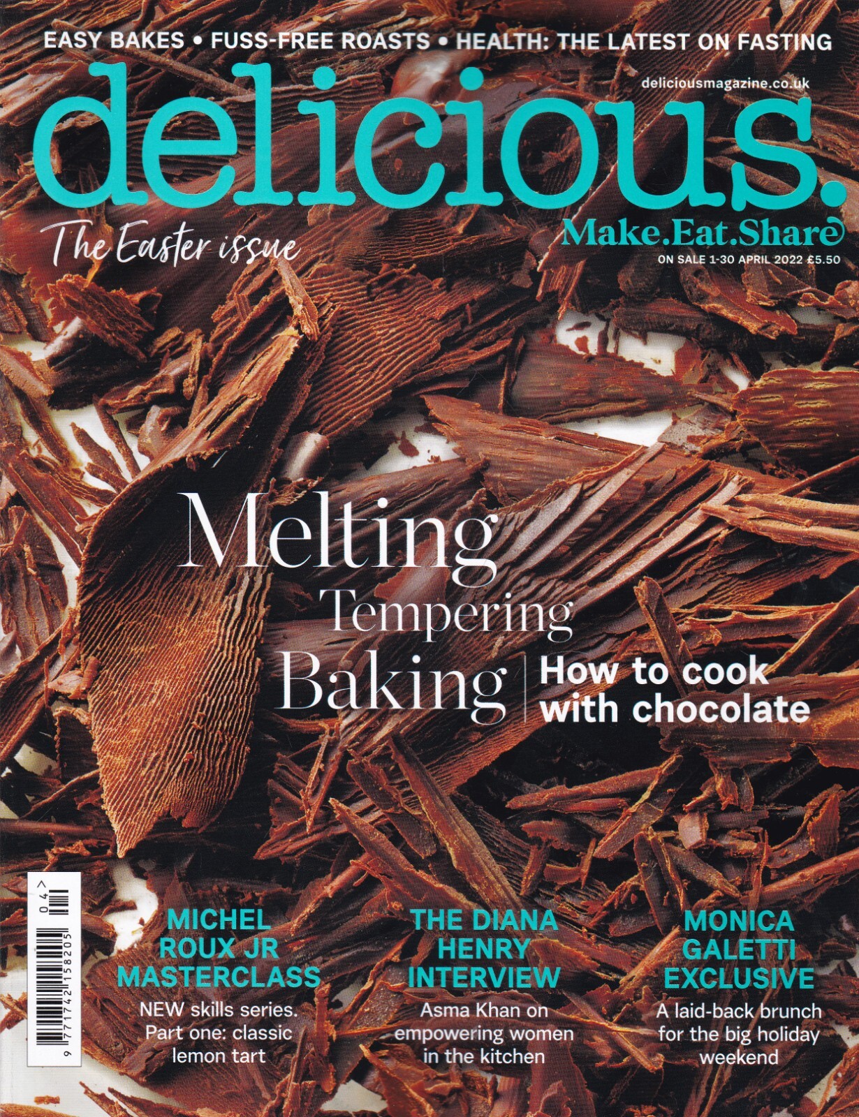 Delicious magazine Apr '22 Melting, Tempering, Melting & Baking with Chocolate