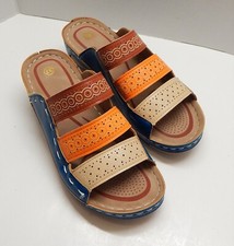 Women's Ladies Platform Colorblock Straps Casual Roman Slippers Wedge Sz 37