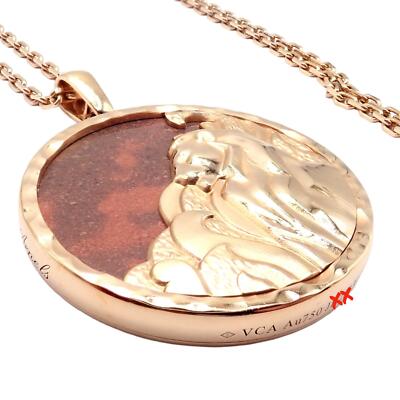 Van Cleef & Arpels Zodiaque 18k Rose Gold Leo Pendant Red Jasper