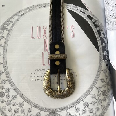 Vintage USMECO Paris Designer Black Calf Hair Gold Mesh Belt Glam Ornate Belt Vintage USMECO Paris Designer Black Calf Hair Gold Mesh Belt  main image 3