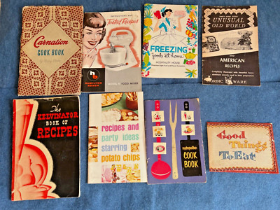 Vintage Collection of 8 Paperback Cook Books 50's