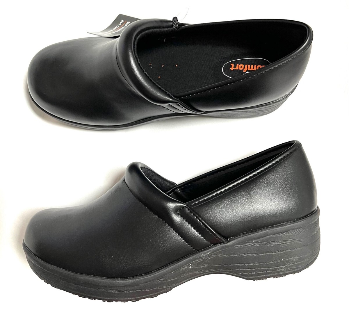 Safe T Step SafeTstep Women's Slip Resistant Gretchen Black Clog Slip-on  Shoes
