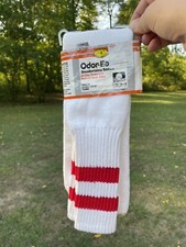 Vintage Men's Striped Tube Socks Over Calf Odor Eaters Red White 1988