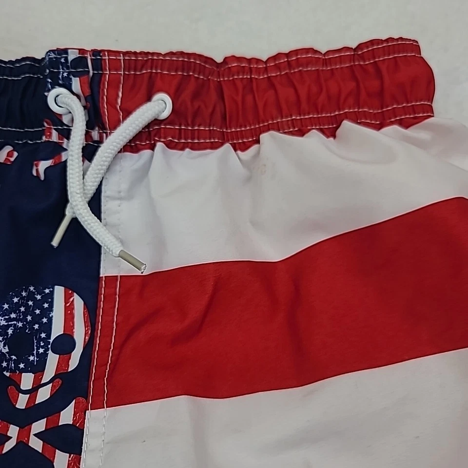 Ocean Pacific OP мальчиков плавки XL 14-16 красный белый синий доска шорты 4 июля - Изображение 4 из 4