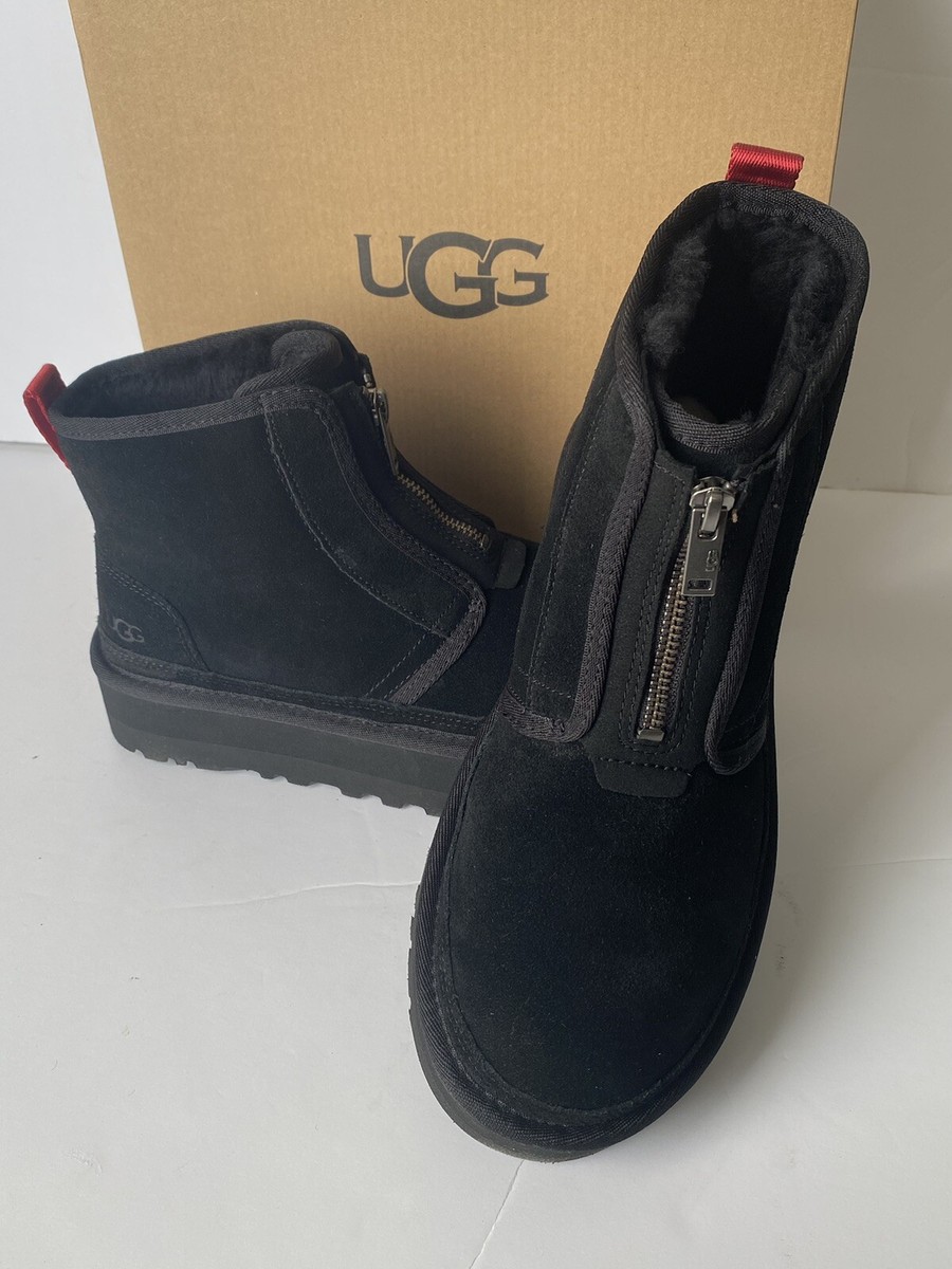 UGG Women's Black Neumel Zip Platform Suede Booties US 6 ~ New in