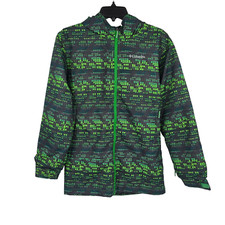 Columbia Wrecktangle Insulated Hooded Jacket Youth Large Green All Over Print