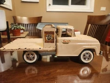 Vintage Tonka Farms Stake Truck, 1961 Pressed Steel, Tan/Beige 