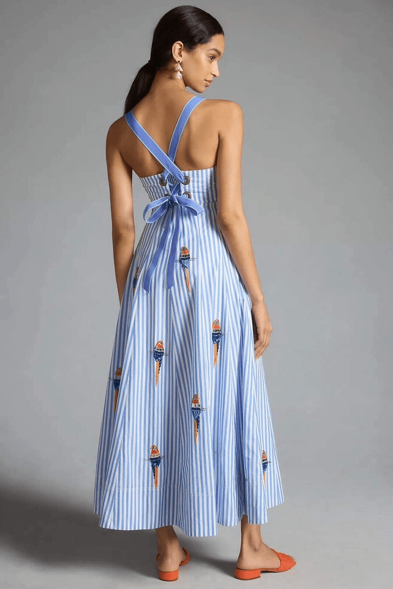maeve linen tie-back maxi dress Anthropologie Maeve Tie-Back A-Line Maxi Dress Size 4P