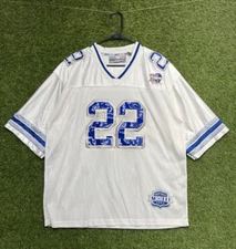 212 NYC Y2K Football Jersey Mens Large Patent Leather Numbers White Blue 90s#22
