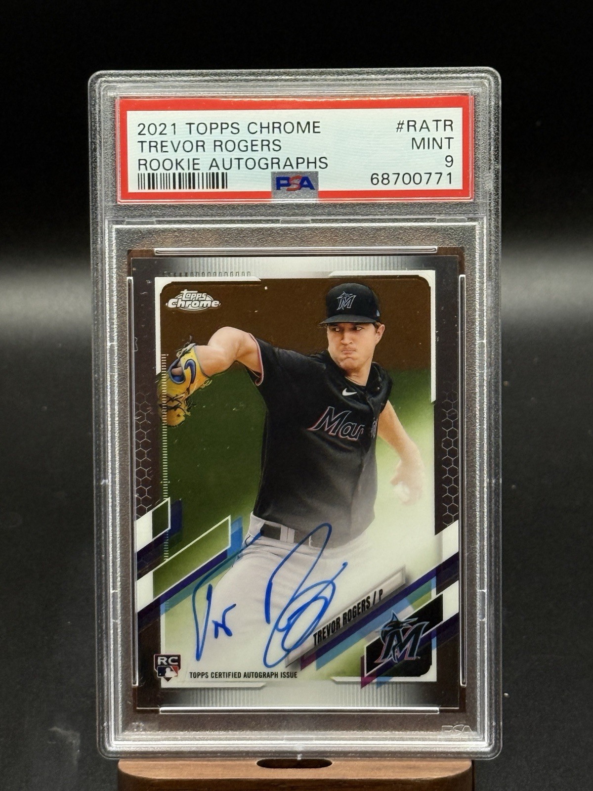 2021 Topps Chrome Trevor Rogers Rookie Auto RC PSA 9 Mint RA-TR Marlins Orioles