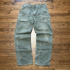 Vintage Y2k Carhartt Double Knee Carpenter Pants Moss Green Distress B136 MOS 34