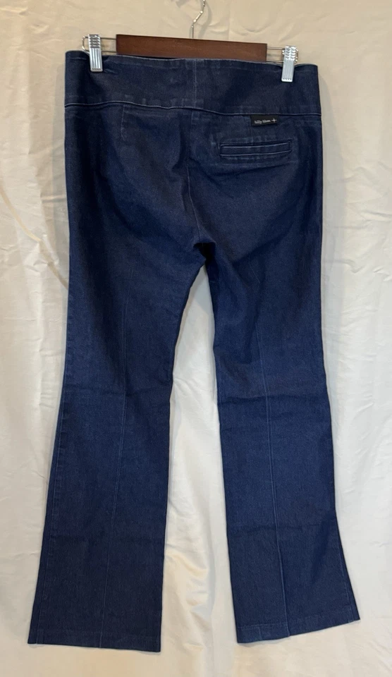 Billy Blues 女式牛仔裤 6 码喇叭腿弹力深色水洗前褶波西米亚 — 第 2/4 张图片