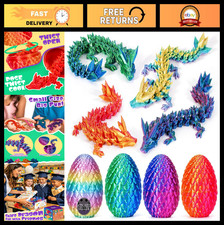 4PCS 3D Printed Dragon Egg Fidget Toys - Articulated Crystal Dinosaurs, Party Fa