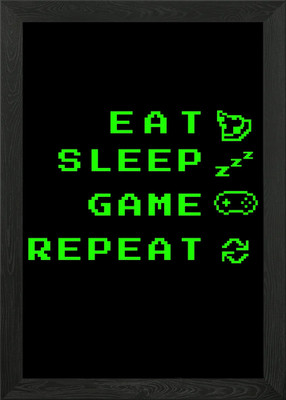 Gerahmtes Wandbild Poster Leinwanddruck Bild EAT SLEEP NEON