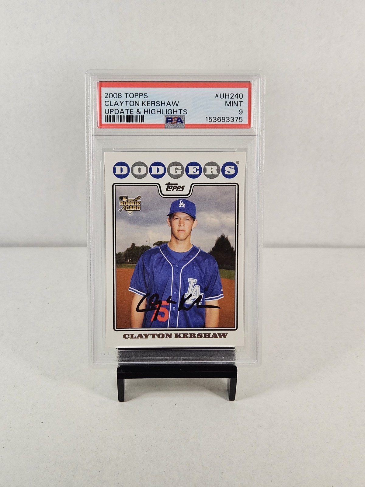 2008 Topps Update & Highlights #UH240 Clayton Kershaw RC PSA Mint 9 Dodgers view 3