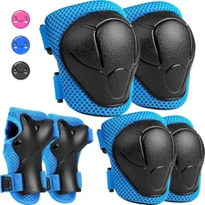 Kids Protective Gear Set, Knee and Elbow Pads with Wrist Standard Size, Blue 