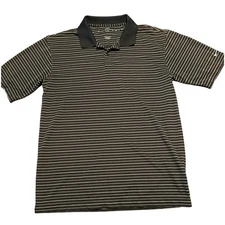 Nike Golf Dri FIT Polo Shirt Men's Size Medium Black White Stripe Performance