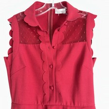 VALENTINO RED Dress Size 38 red Color With Scalloped Collar And Lace