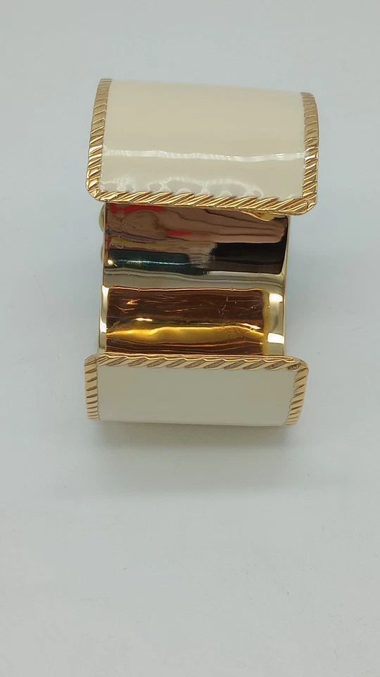 Brazalete Stella & Dot chapado en oro esmalte flor Ladybug turquesa crema Foto 4 de 4