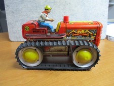 1940'S VINTAGE MARX TIN LITHO WIND UP CLIMBING TRACTOR W/DRIVER -WORKS  