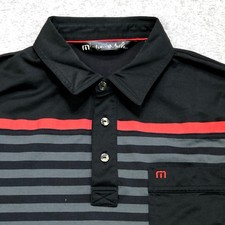 Travis Mathew Polo Shirt Men's Medium Black Golf Performance Lightweight Logo