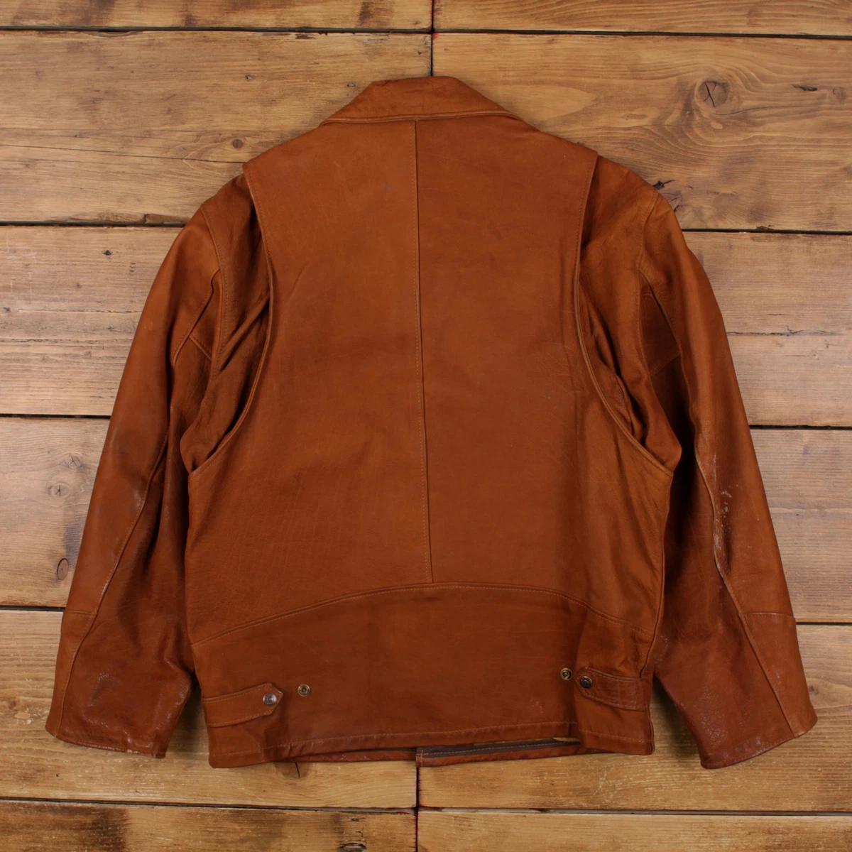 Chaqueta de Cuero Schott De Colección M 40 Para Hombres Años 90 Marrón Hecha en EE. UU. Camionero Bolsillo D