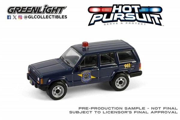 Hot Pursuit 2001 Jeep Cherokee Michigan State Police 1:64 Greenlight 43040E-image