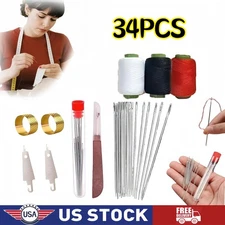 34PCS Sewing Tool Set,Needles Thread Hand Repair Tool,Portable Sewing Kit