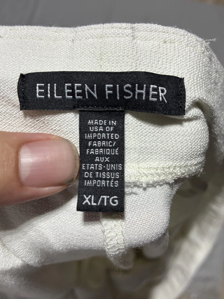 Eileen Fisher Pants Womens XL White Pull On Stretch Ankle Leggings Made in USA - Image 3 of 4