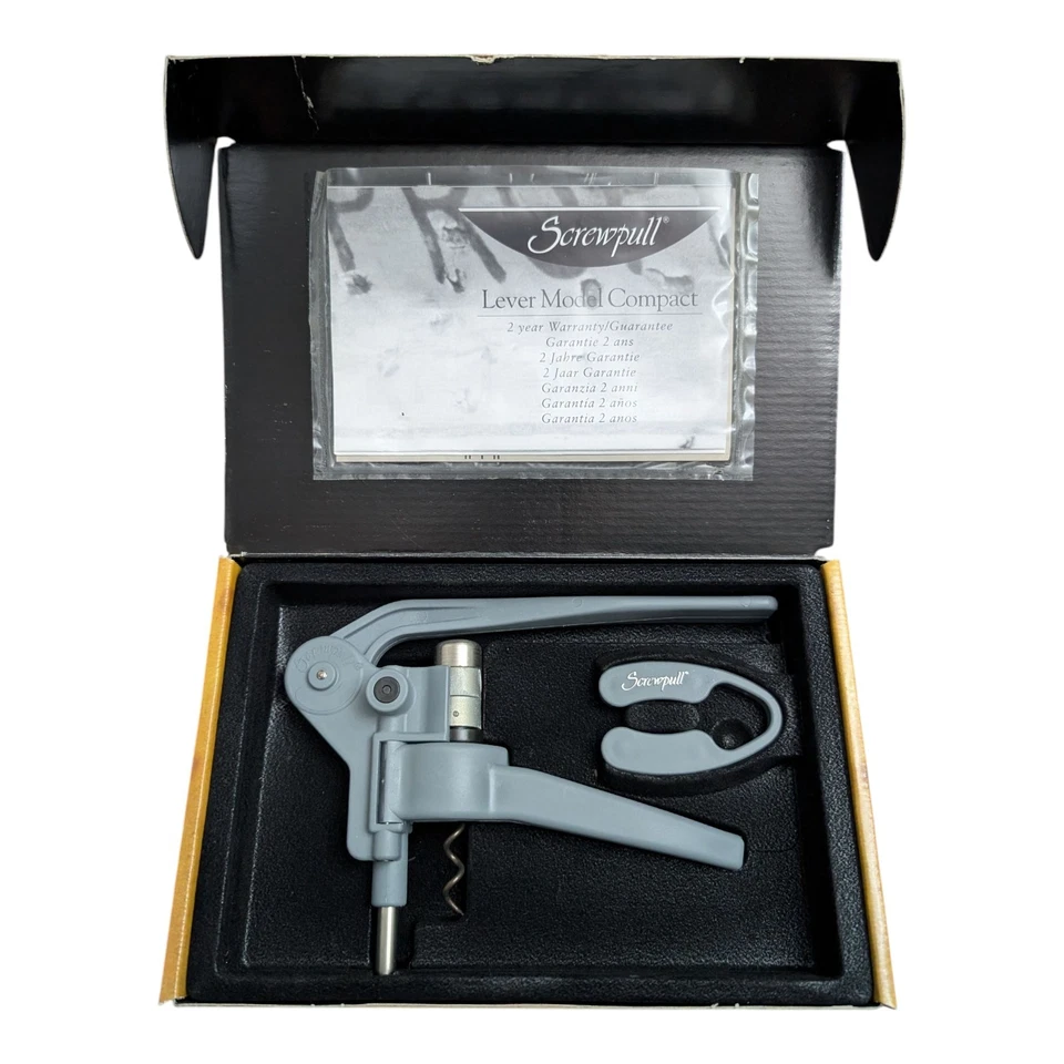 Le Creuset Palanca de Tornillo Modelo Set Vino Corcho Abridor Cortador de Lámina Vintage Gris Foto 2 de 4