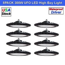 300 Watt Low Bay UFO Lights 30000Lm Bright 6500K Cold White Garage Ceiling Light