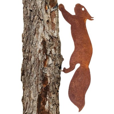 Rostiges Eichhörnchen zum Einschrauben in Holz Gartenstecker Rost Deko Baumstamm