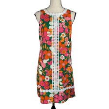 Eliza J SZ 6 Mini Sheath Dress Floral Sleeveless Stretch Rear Zipper Lined Multi