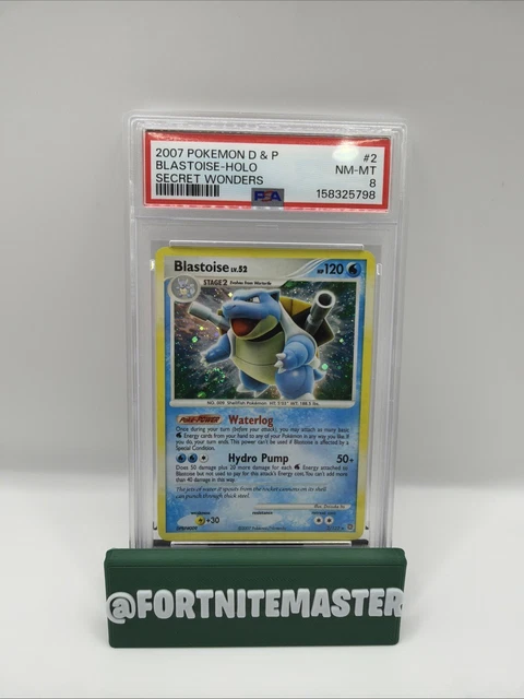 2007 POKEMON DIAMOND & PEARL SECRET WONDERS #2 BLASTOISE-HOLO PSA 8 SWIRL