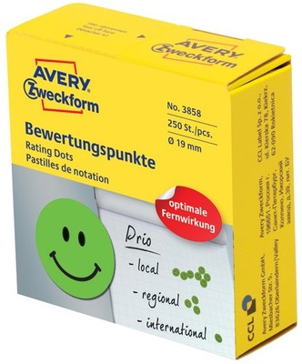 AVERY Zweckform Markierungspunkte Gesicht positiv grün 250 Stück