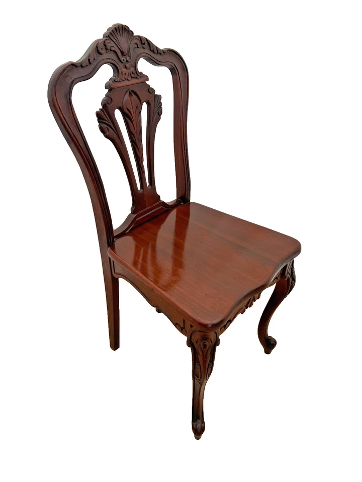 Vintage  French Accent Chair Hand Carved back and legs Solid Cherry Petite Size - Image 3 of 4