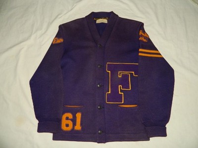 Vtg. Sz. Lg. Octonek Letterman Button-up New Wool Sweater Fairbanks, Alaska 1961